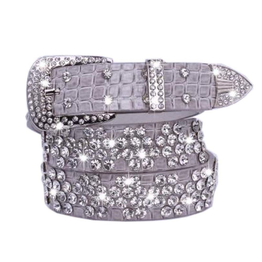 Handmade Rhinestone Studded Big Buckle Belt Accessory For Jeans Shorts, #01